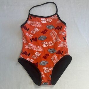 Harley-Davidson LIKE NEW Orange and Black One Piece Swimsuit